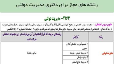 رشته های مجاز برای دکتری مدیریت دولتی