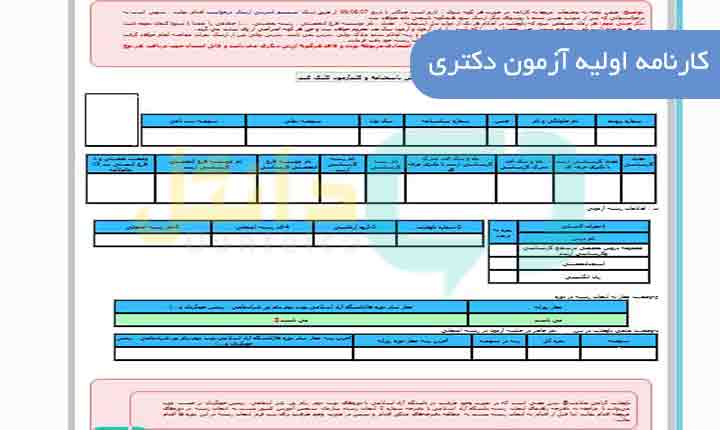 کارنامه اولیه آزمون دکتری