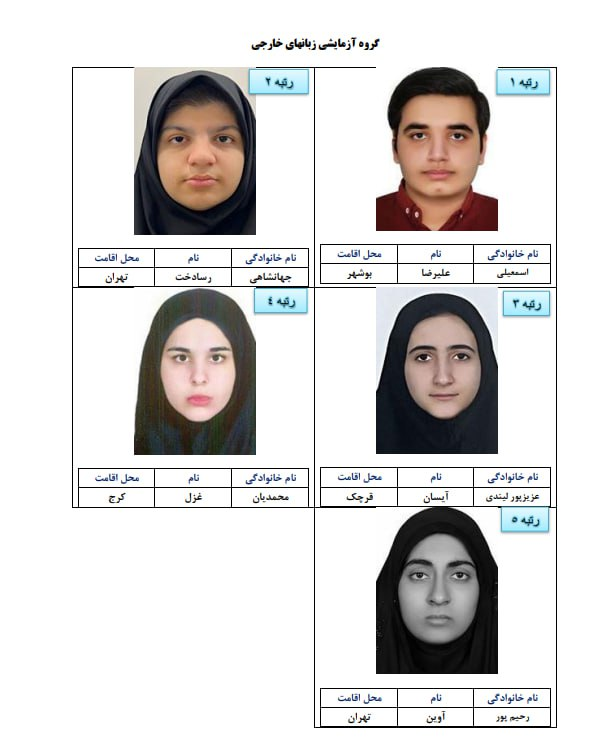 نفرات برتر کنکور زبان